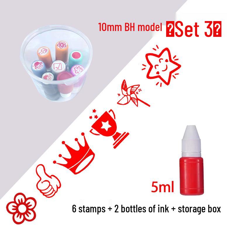 Children's Reward Stamp Set: Cartoon Teacher Small Red Flower Stamps for Kindergarten and Primary School