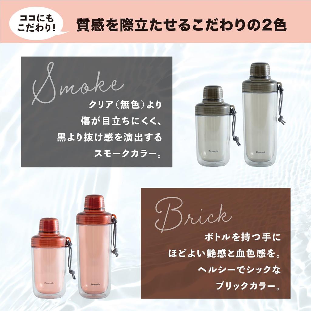 Clear Bottle 340ml Smoked Water Bottle Lightweight Shaker XH The-peacock PPB-35