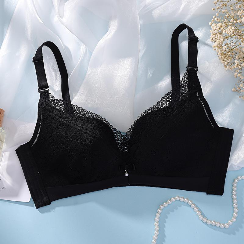 

Новое хлопковое нижнее белье из детского хлопка, верхняя поддержка без стального кольца, кружевной, приятный для кожи, сексуальный бюстгальтер для груди 70 чёрный