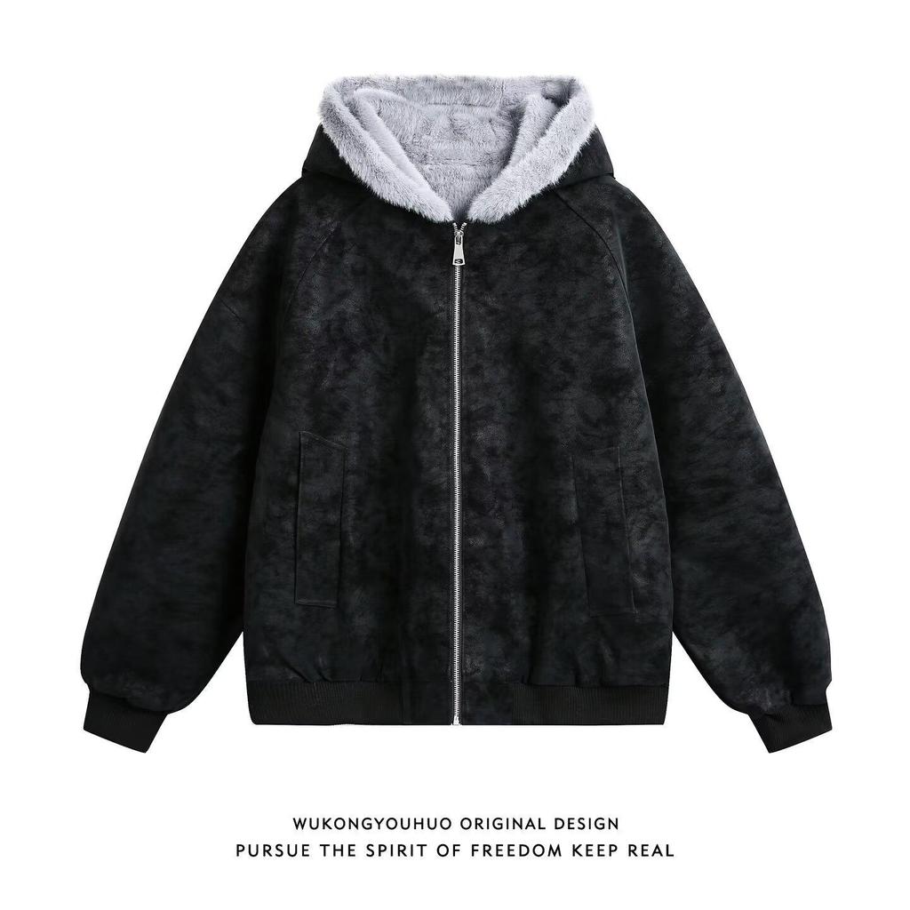 Men's Winter Warm Eagle Fur Collar Hooded Cotton Leather Jacket - Windproof and Short
