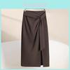 High Waist Slimming Asymmetrical Skirt With Slit For Office And Casual Wear