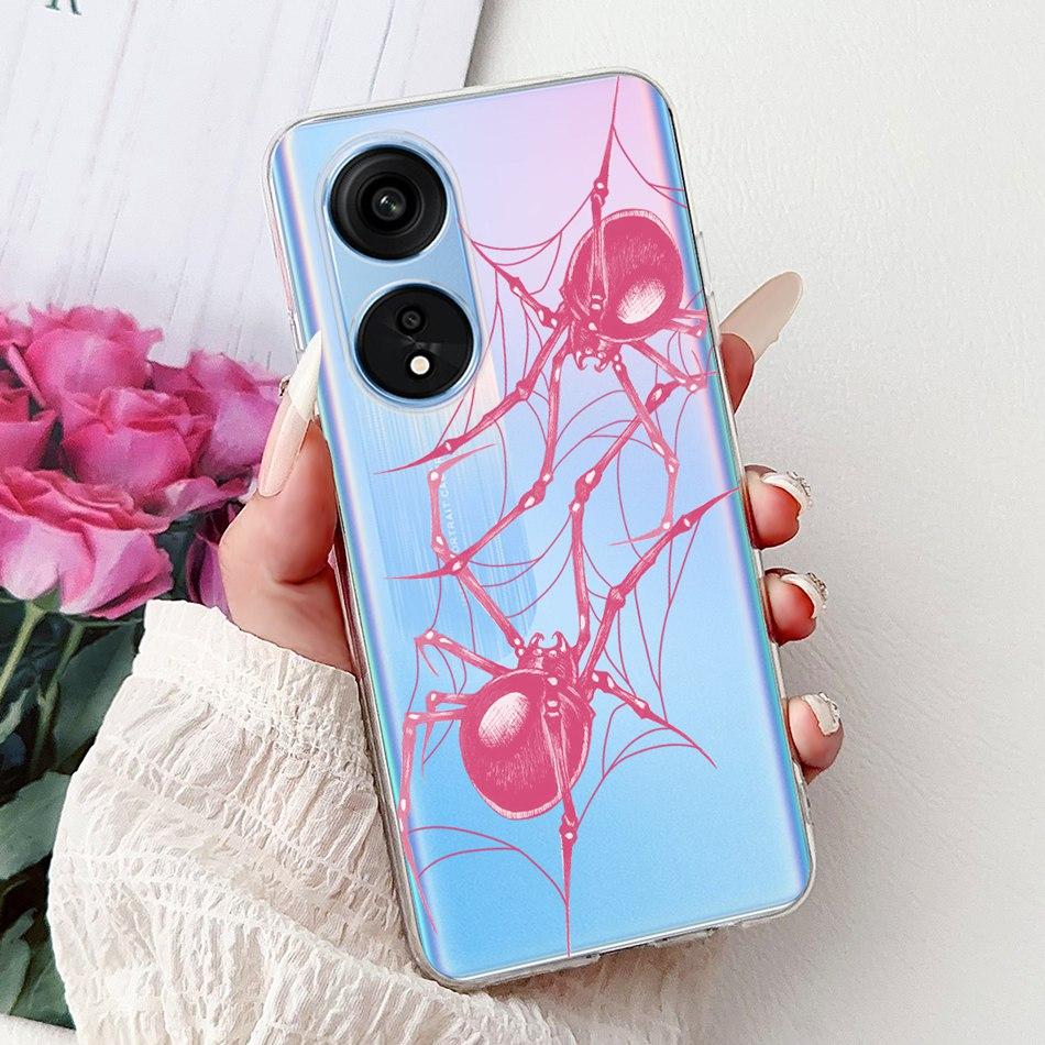 For Oppo Reno8 T Phone Case Reno 8T 5G 4G CPH2481 CPH2505 Elegant Floral Cat Soft Silicone Transparent TPU Lightweight Cases