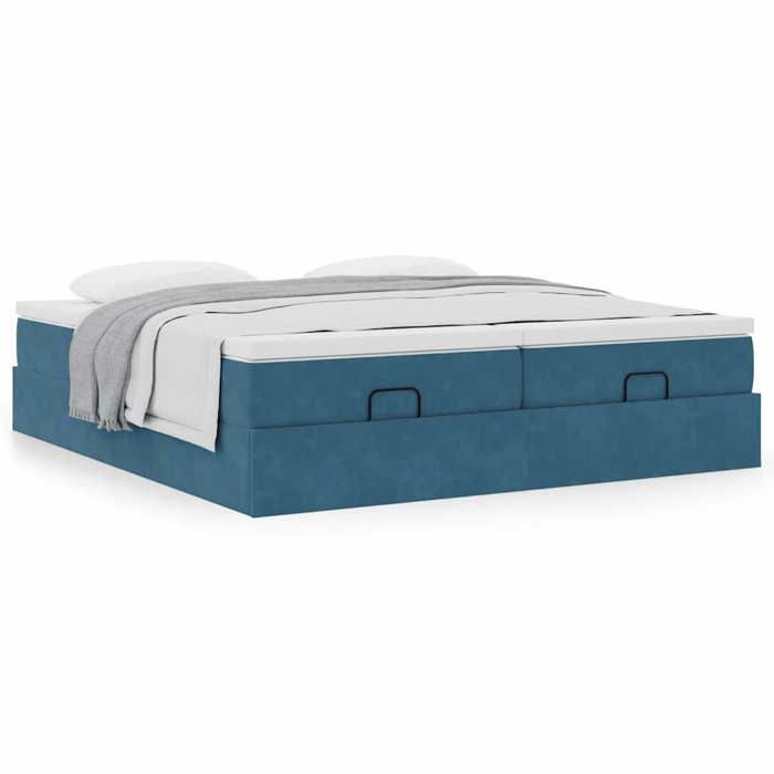 Maison Exclusive - Cadre de lit ottoman avec matelas bleu foncé 180x200 cm velours
