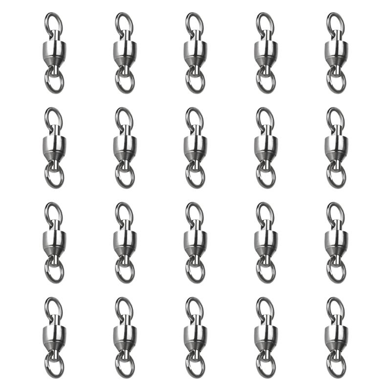 20Pcs Stainless Rolling Swivels Bearing Fishing Swivels Line Connector Barrels Swivels Connectors Fishing Accessory