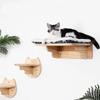 Wall Mounted Cat Bridge Cat Hammock with Wood Stairway or Scratching Post for Cats Perch and Playing Cat Indoor Playground