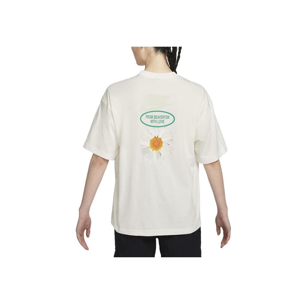 Nike Daisy Series Floral Print Pullover Crew Neck Short Sleeve T-Shirt With Drop Shoulders Women Tops Sail-White HJ9427-133