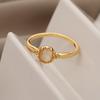 Vintage Opal Stone Flower Rings For Women Anillos Gold Color Stainless Steel Ring Couple Wedding Ring Bohemian Jewelry