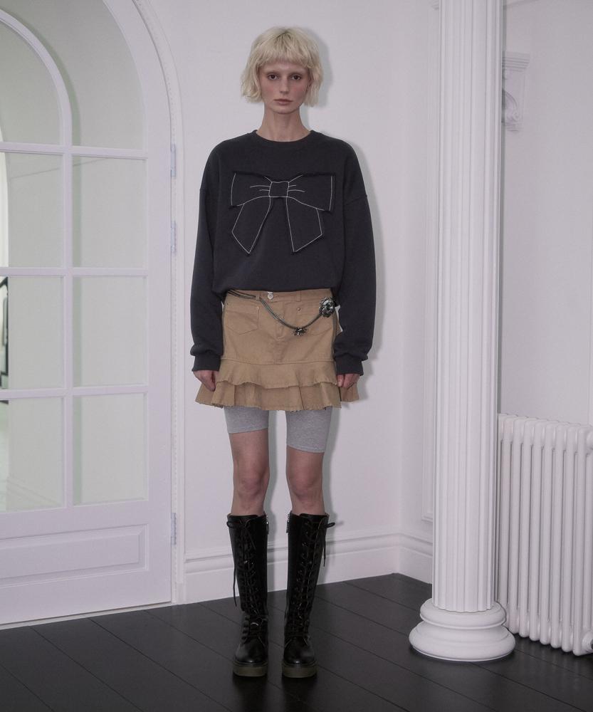 Rose Franz Rebel Layer Frill Mini Skirt [Beige]