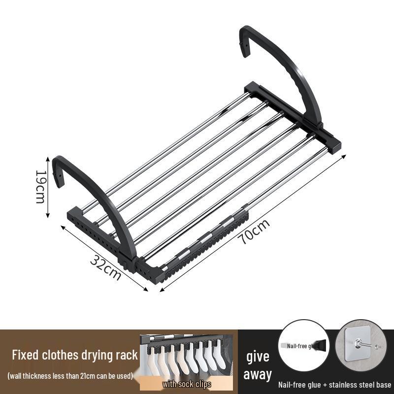 Telescopic Punch-Free Clothes & Shoe Drying Rack for Window Railings and Balcony