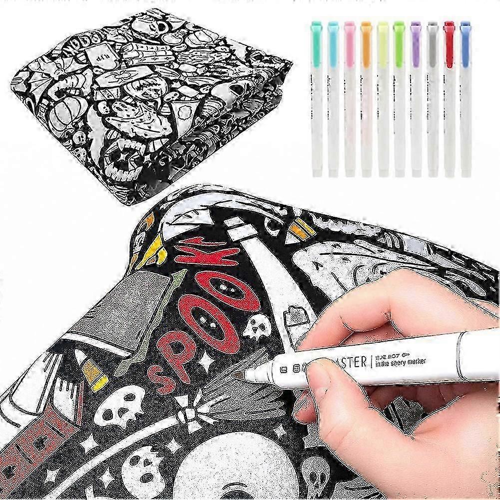 DIY Coloring Blanket with 24 Colors Fabric Markers - 39*25*4cm Fuzzy Throw Blanket for Creative Customization & Stress Relief, Christmas Gift 2025