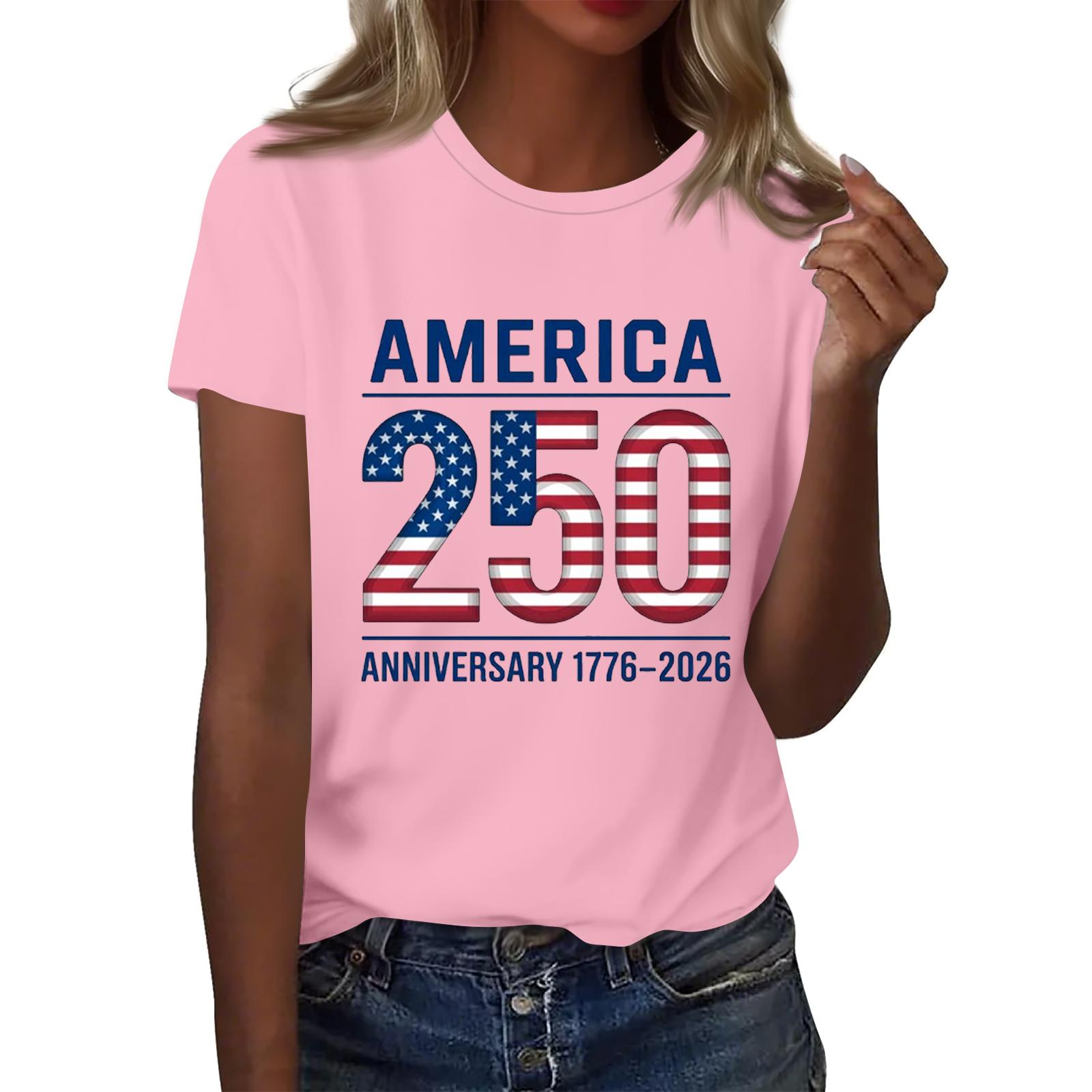 

Women s Fashion Casual Short Sleeve Printed T Shirt Crew Neck Top Lightweight Comfortable Soft Fabric Summer Wear M розовый