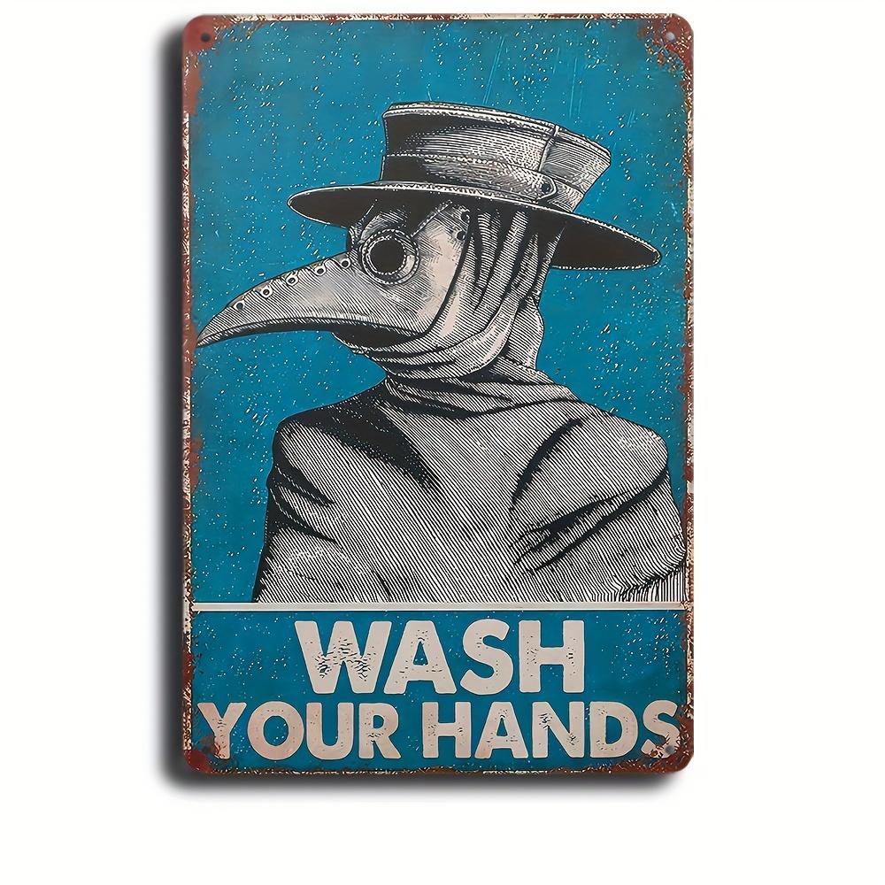 WASH YOUR HANDS, Metal Tin Sign Poster with Artwork, Funny Home Family Restaurant Wall Art Decoration, Bar Pub Cafe Coffee S