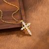 Rotatable Crown Rhinestone Birthstone Zircon Cross Choker Pendant Necklace for Women Cross Chain Christian Jewelry Prayer Gift
