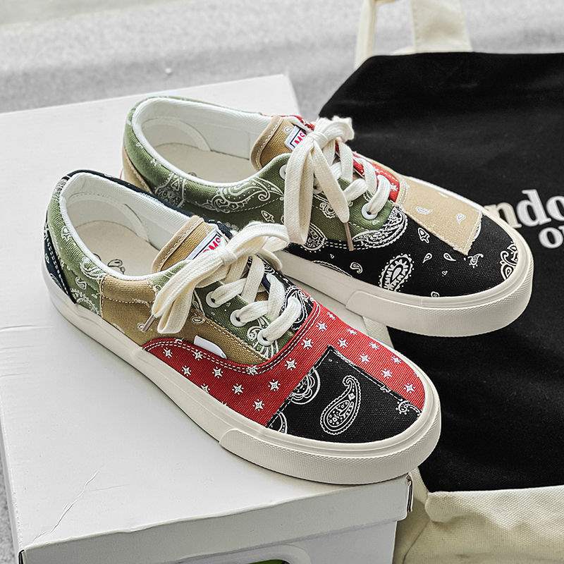 

Нишевая мужская обувь, трендовая обувь 2025, новые парусиновые туфли с принтом «цветы кешью», мужские низкие кеды, трендовые универсальные парные кеды в корейском стиле 44