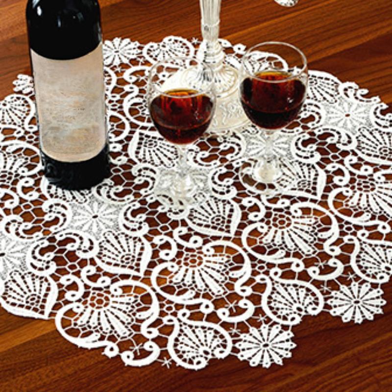 Vlajka na stůl Bílá Vyšívací Stolek Ubrus Krajka Televizní skříňka dutá Vlajka na stůl Bílá Vlajka na stůl Ubrus