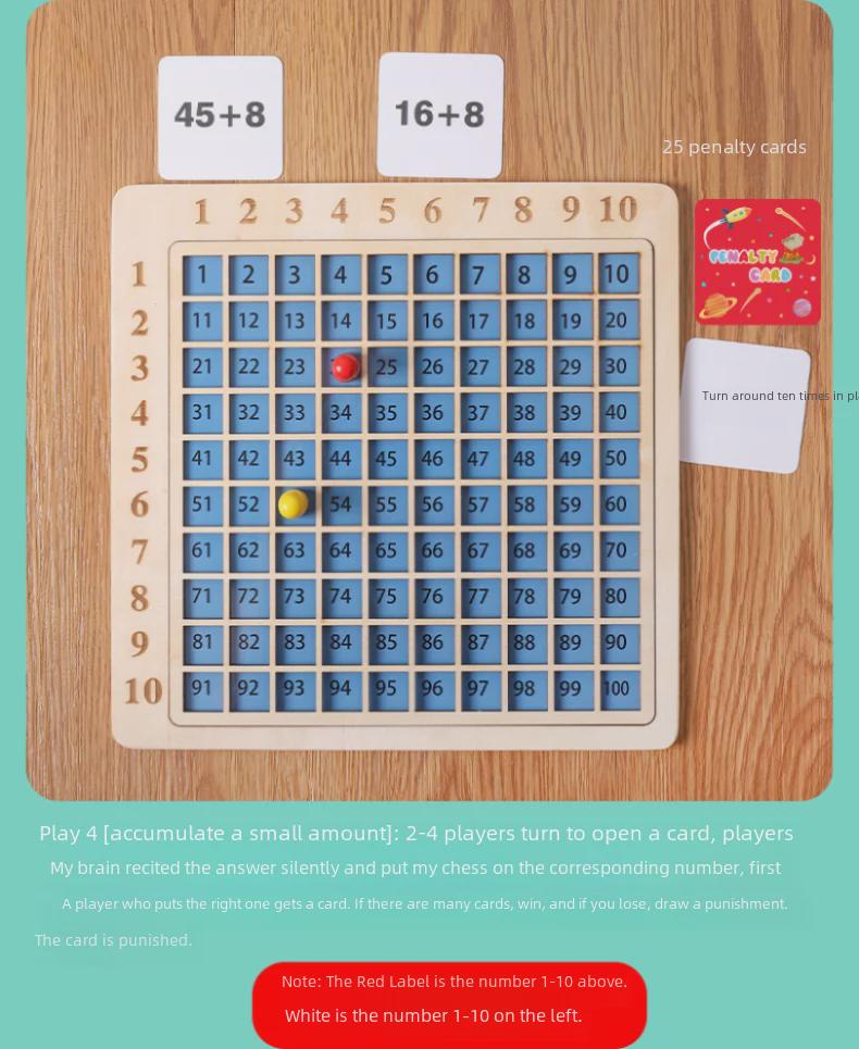 Children's Wooden 99 Multiplication & Addition Board Game: 2-in-1 Educational Toy for Early Math Learning