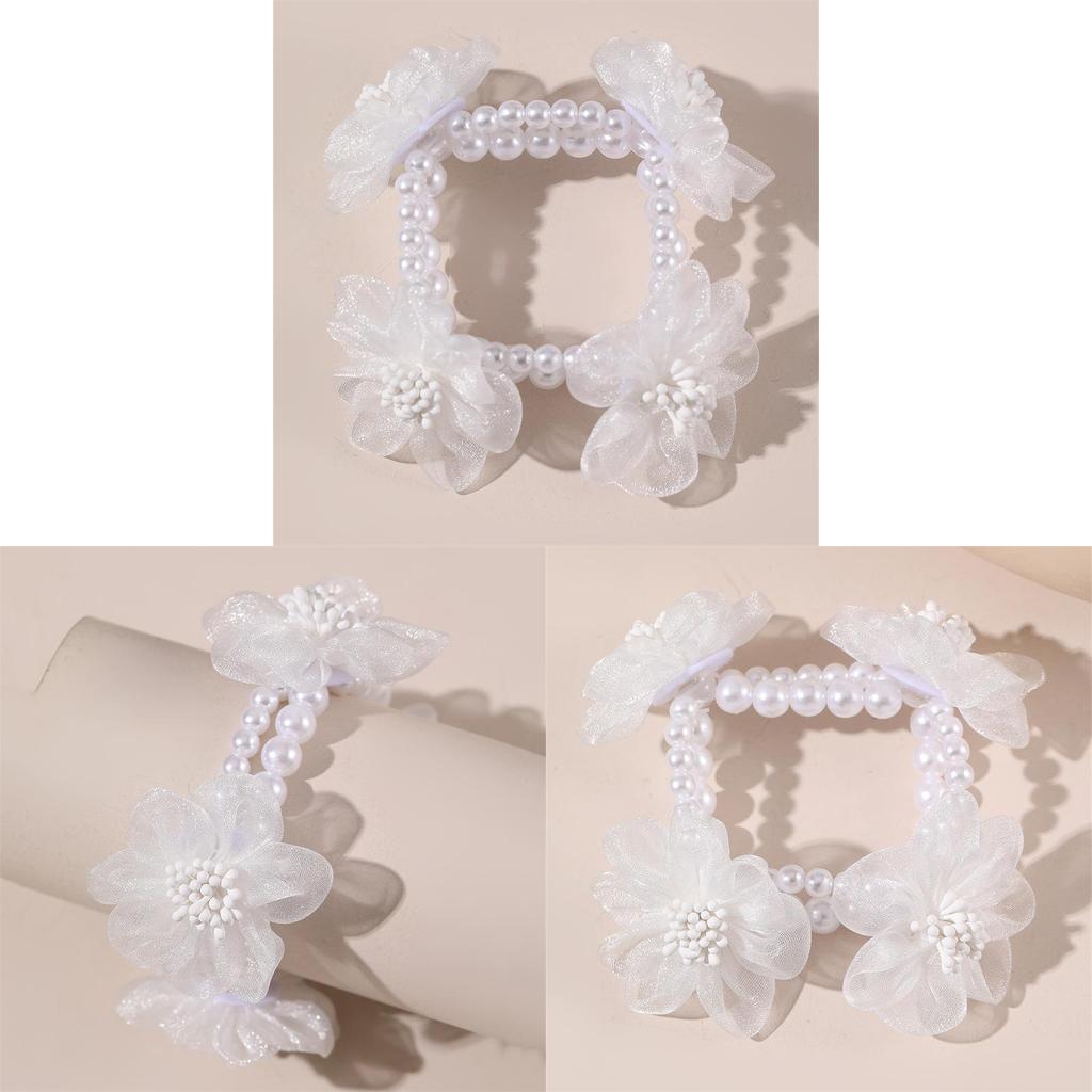 Handcrafted Floral Pearl Bridal Bracelet With Cloth Material For Wedding And Bridesmaids