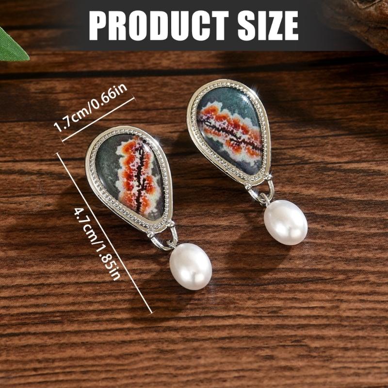 Shimmering Art Pearls Dangle Earrings Alloy Texture Comfortable Wear Women Jewelry Suitable for Fashion Lover Present