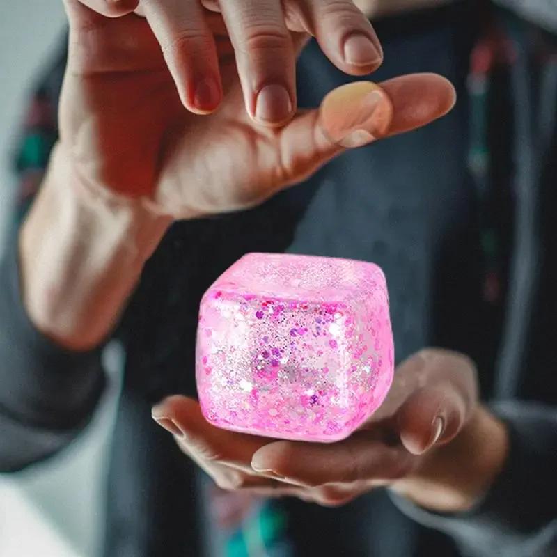Maltose Cube Stress Squeeze Toy D Ecompression Small Ice Cubes Anti Stress Slow Rebound Polar Light Colorful Squeeze TPR Block