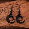 1 Pair Gothic Style Black Bat & Crescent Shape Hollow Pendant Earrings, Elegant Crescent Eardrops Women Jewelry Gift