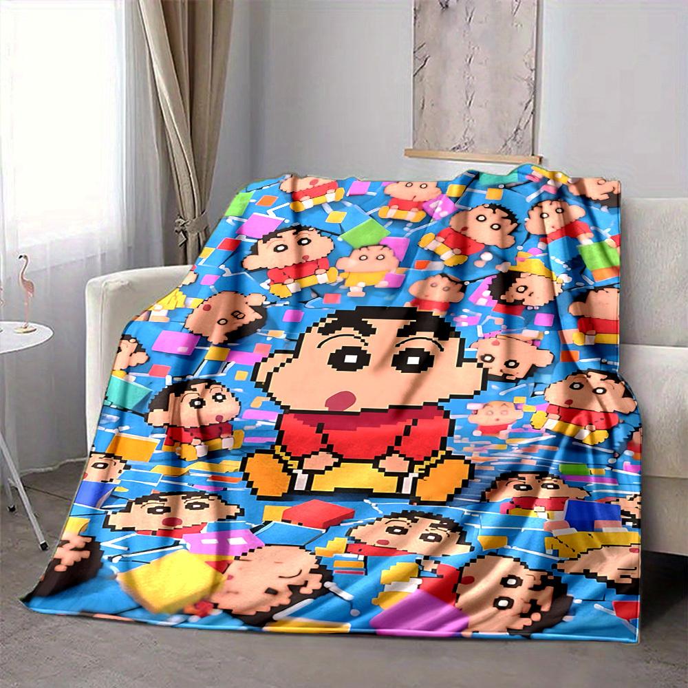1pc Crayon Shin chan Blanket Lightweight Flannel Blanket Throw Blanket For Sofa, Bed, Travel, Camping, Livingroom, Office, Couch