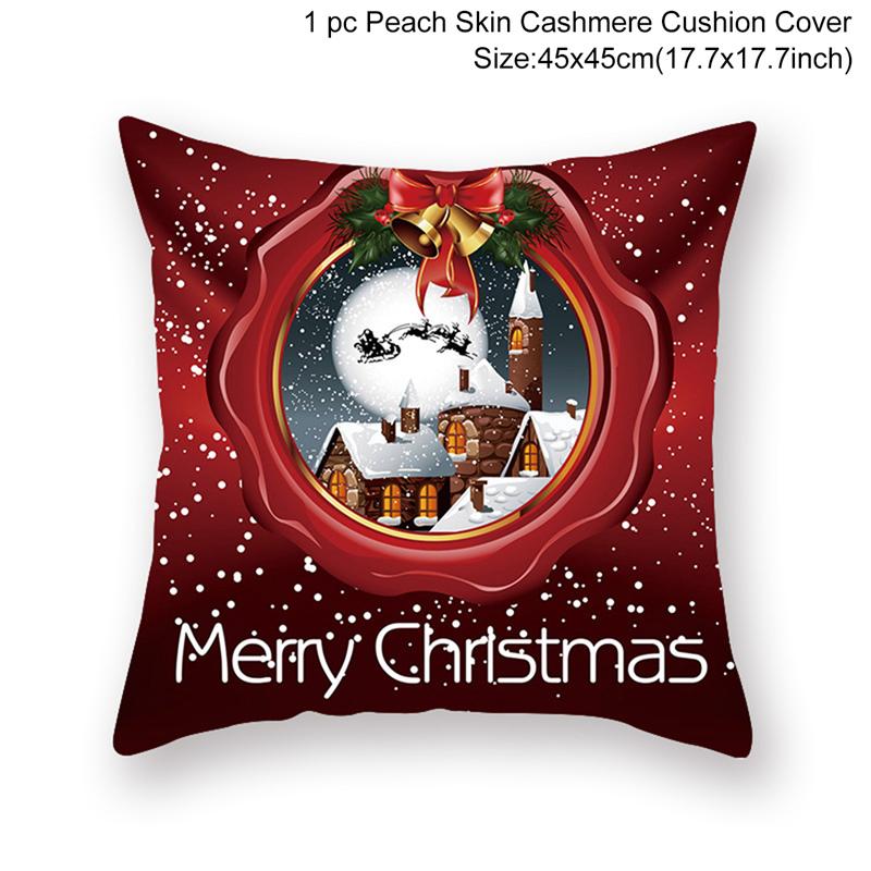 Christmas Cushion Cover  Decoration Home Santa  Decorations  Gift Navidad Happy New Year 2022