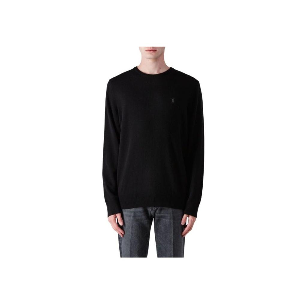 Polo Ralph Lauren FW22 Solid Color Logo Embroidered Pullover Knit Sweater Men Sweater Black 710876714-003