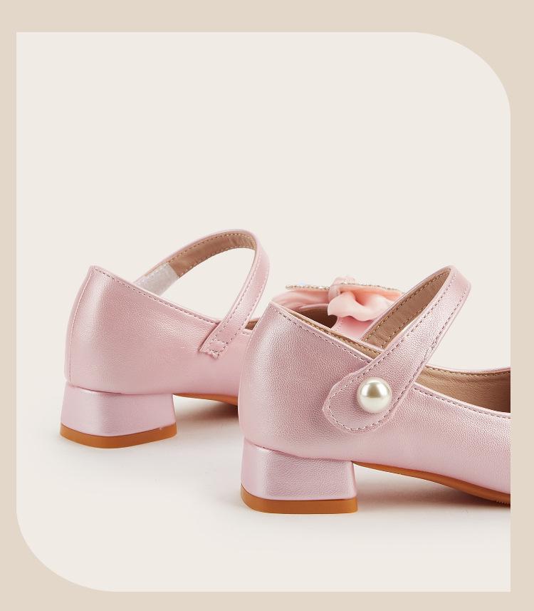 Collezione Inverno 2025: Tacchi Alti da Principessa per Bambina - Scarpe in Pelle con Fiocco per Bambini, alla Moda e Versatili