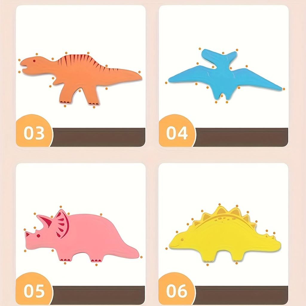 Happy Stacking Dinosaurs, 6 Piece Wooden Stacking Toy For Toddlers, Colorful Dinosaur Balancing Activity Toy, Improves Fine Motor Skills And Dexterity