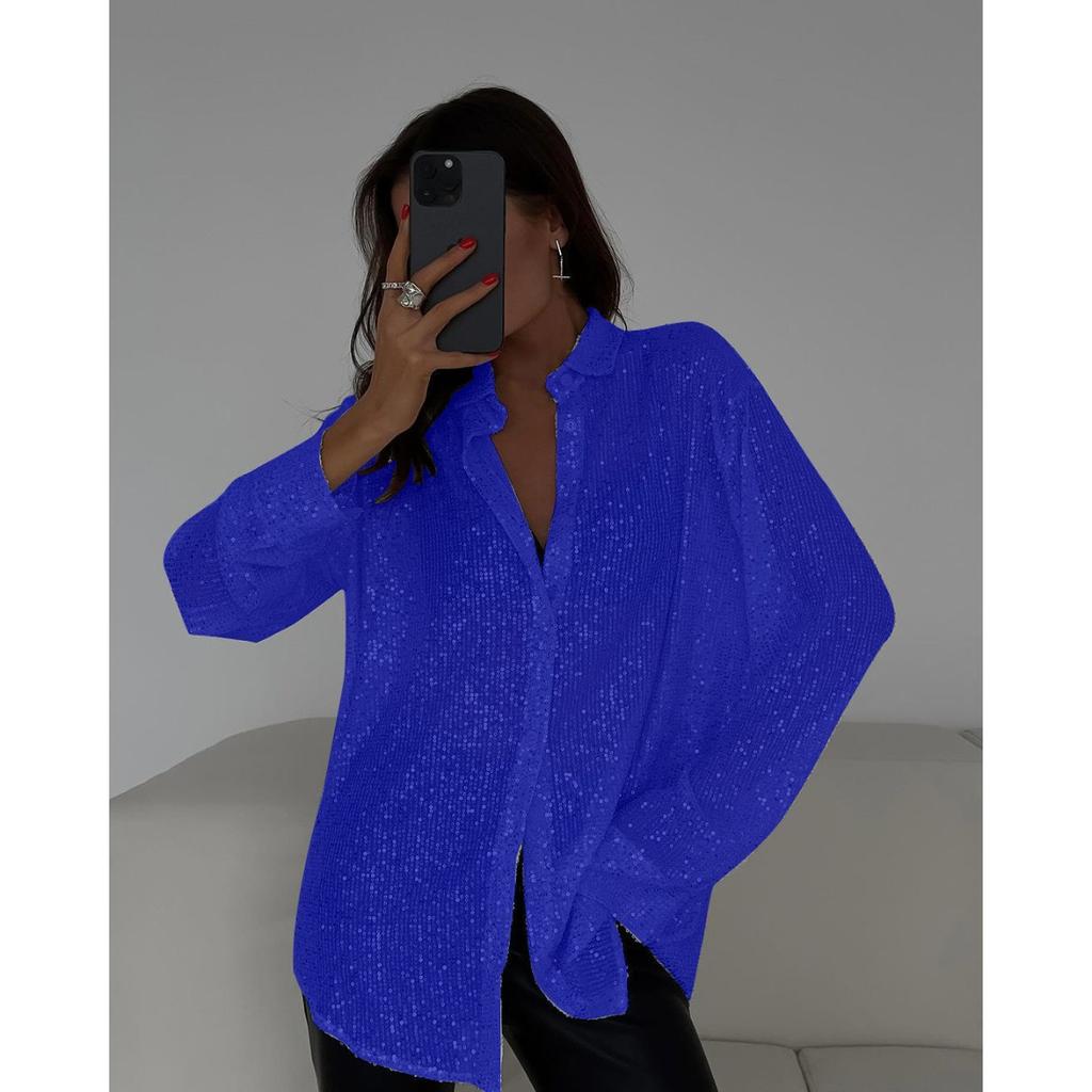Spring and Summer Shirts, Beaded Tops, Lapel Long Sleeved Cardigans, Basic Styles, Women's Shirt Jackets