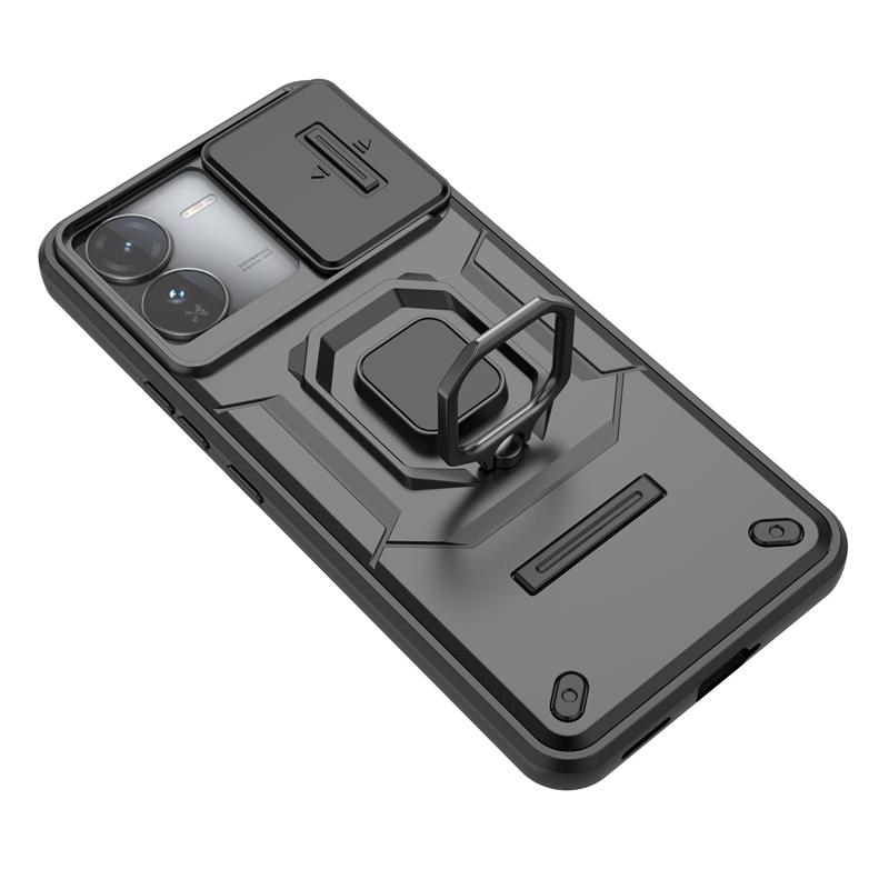 Stoßfeste Hülle für Vivo iQOO Z9 Hülle für Vivo iQOO Z9 5G Ringhalter Magnetische Rückseite für Vivo iQOO Z9 Z 9 Schiebefenster-Hülle