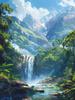 DIY Алмазная вышивка Водопад Пейзаж Вышивка крестом Картина Гора 5D Стразы Картина Мозаика Лес Настенное искусство