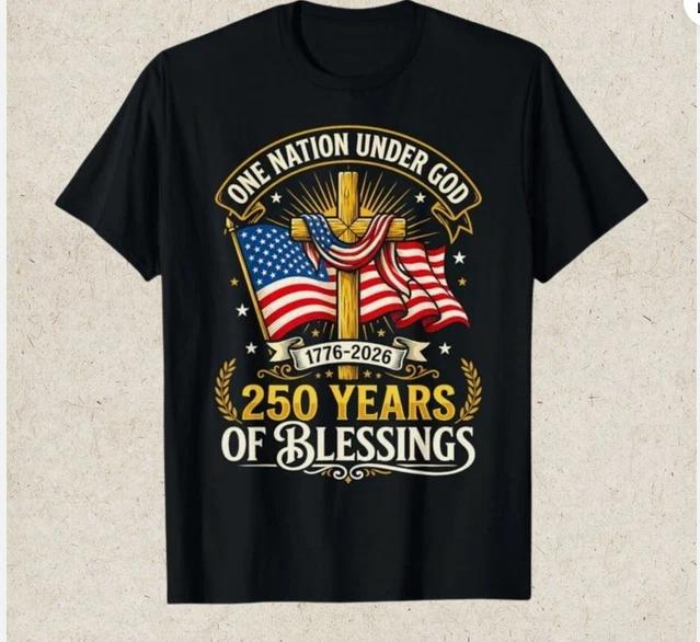 Freedom 250th Anniversary Usa Flag Christian God Patriotic Tshirt S