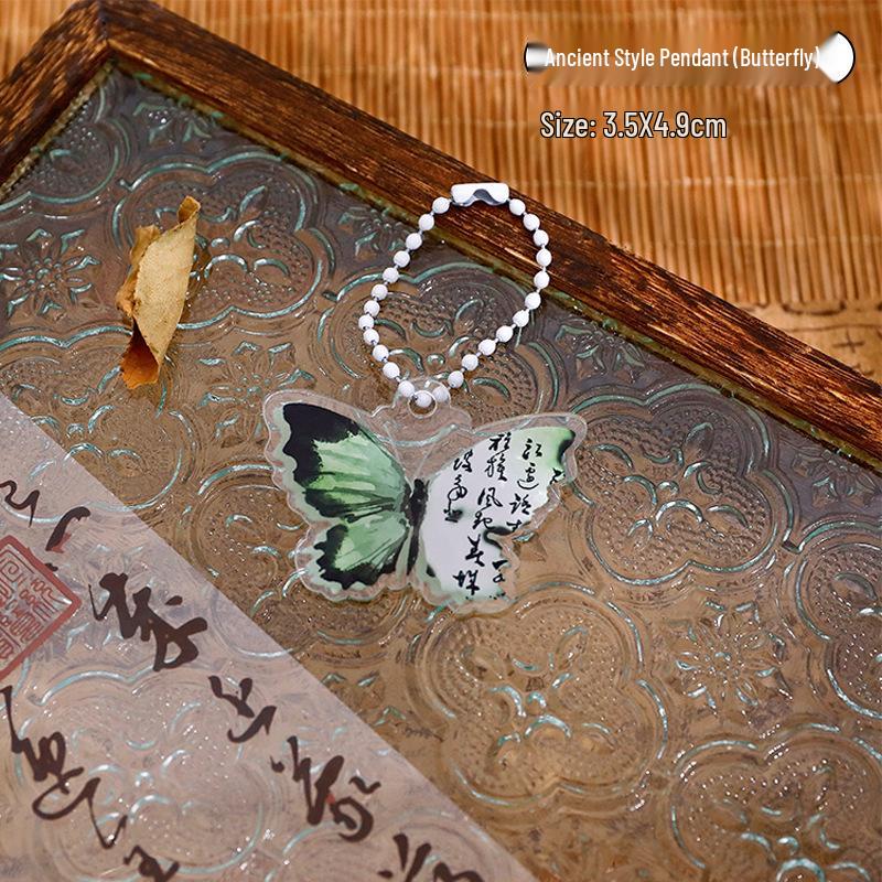 Yi Lan Retro Chinese Butterfly Keychain: Creative Decorative Pendant for Bags & Pencil Cases