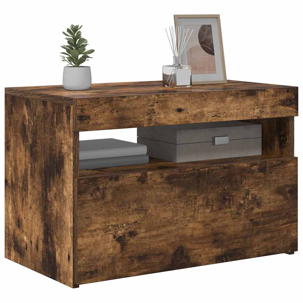 vidaXL TV-Schrank mit LED-Leuchten Räuchereiche 60x35x40 cm