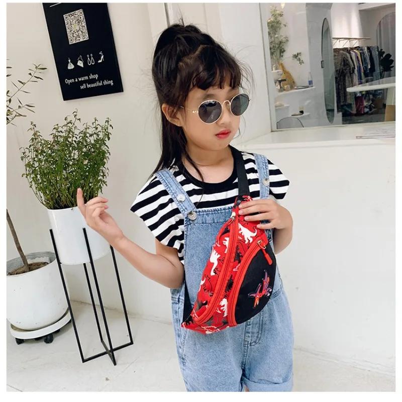 Cute Cartoon Dinosaur Storage Bags For Kids Phone Earphone Money Pouch Organizer Fashion Chest Waist Bag Children Belt Bag