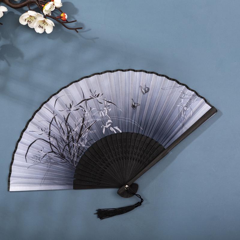 Classical Chinese Dance Fan - Handmade Bamboo Folding Fan for Wall Decor, Performance Costume & Partition Screen