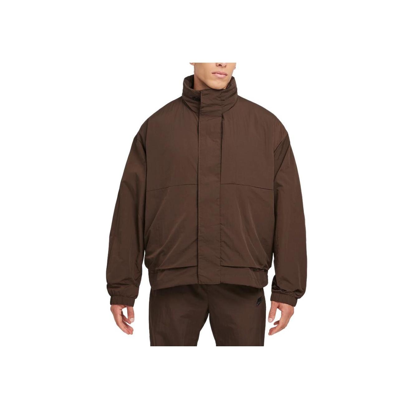 

Nike Однотонная Свободная Водонепроницаемая Куртка с Воротником-стойкой на Молнии с Длинным Рукавом Мужские куртки Коричневый FZ0714-237 S