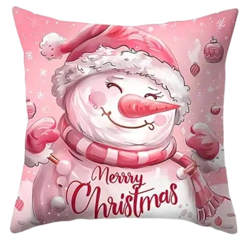 

Рождество Старик Снеговик Наволочка Праздничный Дом Диван Прикроватный Прикроватный Принт Розовая Наволочка 45*45cm