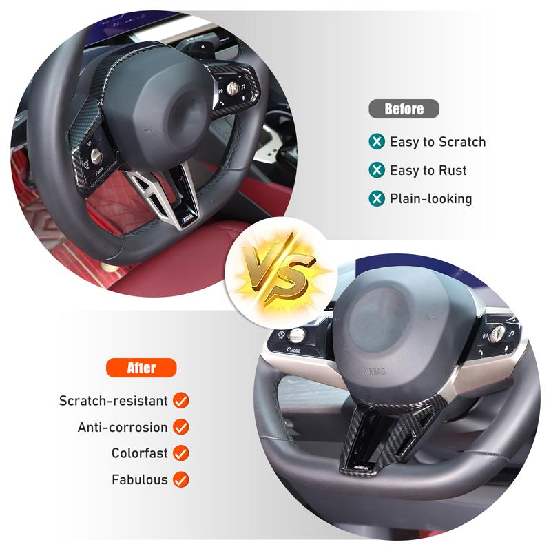 ABS Carbon Fiber For BMW 5 7 Series G60 G70 I7 2024 2025 For X3 G45 2025 Car Steering Wheel Frame Cover Trim Sticker Accessories