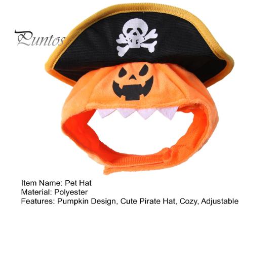 Soft Fleece Pet Accessory Cat Pumpkin Pirate Hat, Halloween Cozy Funny Hat Cosplay for Cats, Small Dogs, Holiday Party Orange And Black Apparel