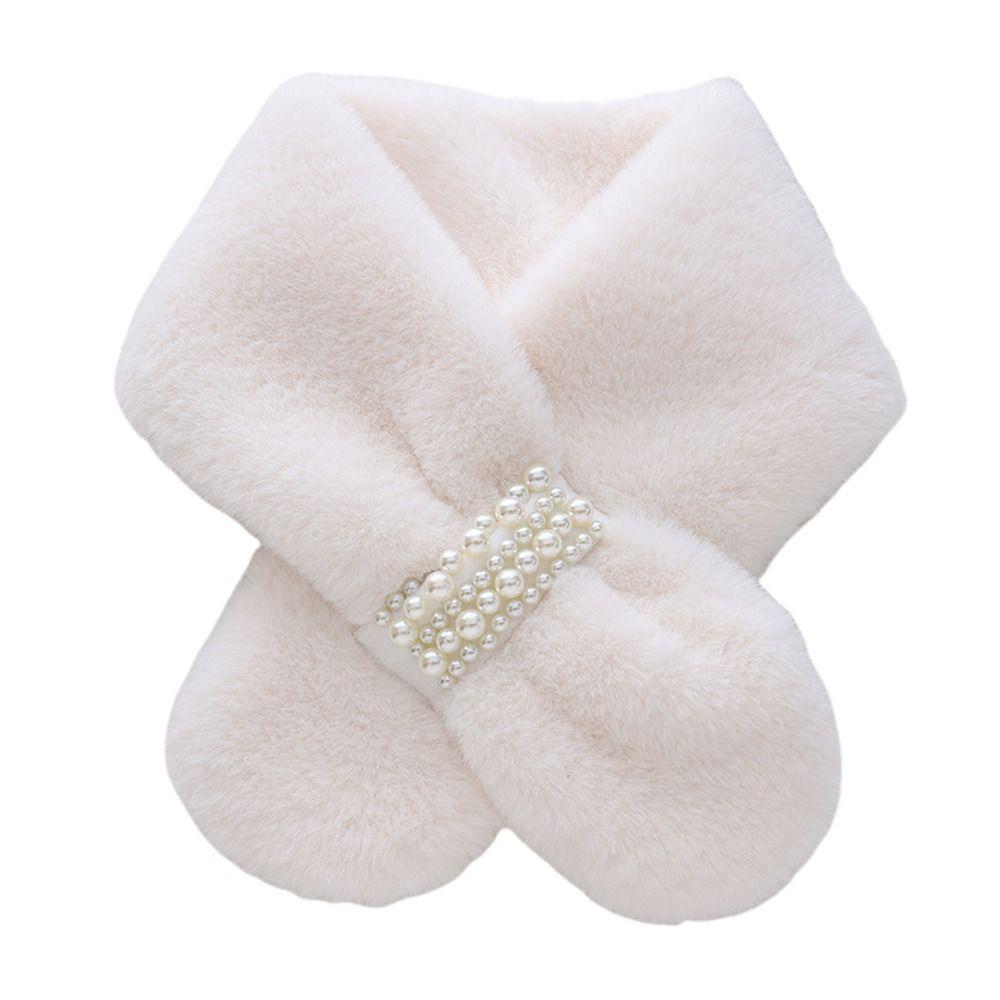 Soft Pearl Plush Scarf Faux Rabbit Fur Korean Style Scarf Cute Faux Fur Scarf Winter Keep Warm