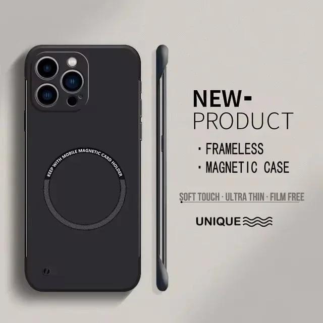 For Magsafe Magnetic Frameless Phone Case For iPhone 7P 12 13 14 15 16 Pro Max 15 16 Plus Ultra Thin Hard PC Shockproof Cover