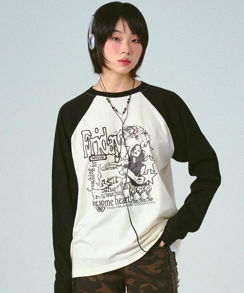 GRAVER [Unisex] Friday Vintage Raglan Long Sleeve T-Shirt_3 Colors