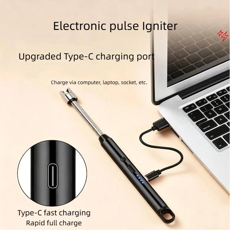Kitchen Usb Electric Arc Lighter Rechargeable Windproof Bbq Flameless Plasma Candle Long Lighters Hose Gas Stove Ignition Gun