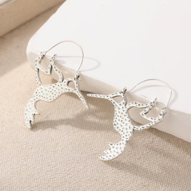 Minimalist Creative Birds Shaped Silvery Plated Hoop Earrings for Women's Bohemian Style Daily Party Jewelry Accessories