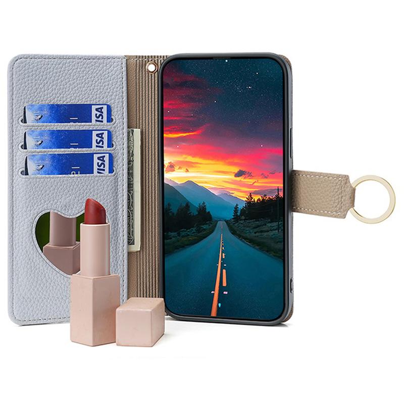 For Xiaomi Civi 4 Pro 5G/14 Civi 5G Leather Case Zipper Wallet Stand Phone Cover with Mirror Function