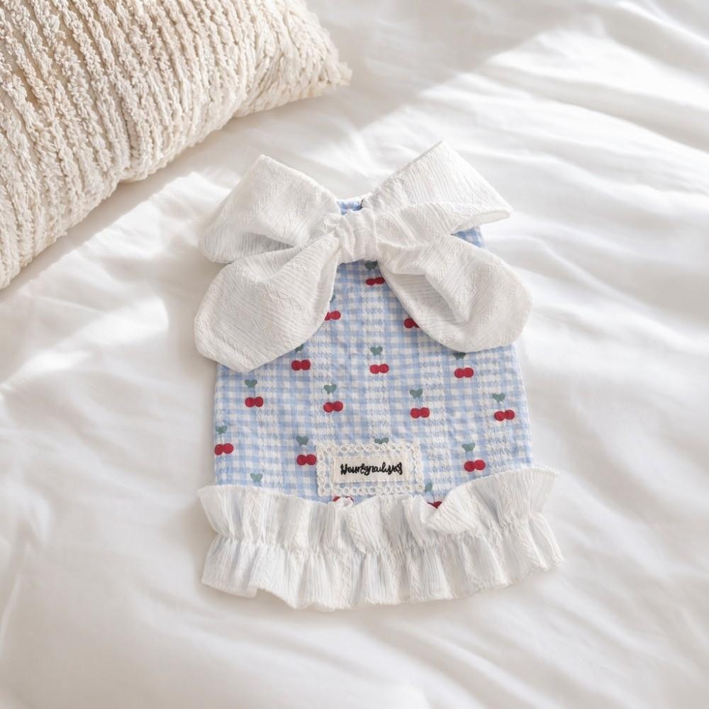 Big Bowknot Puppy Bow Princess Skirt Dopamine Color Dog Clothes High-end Cherry Pet Skirt Kitten