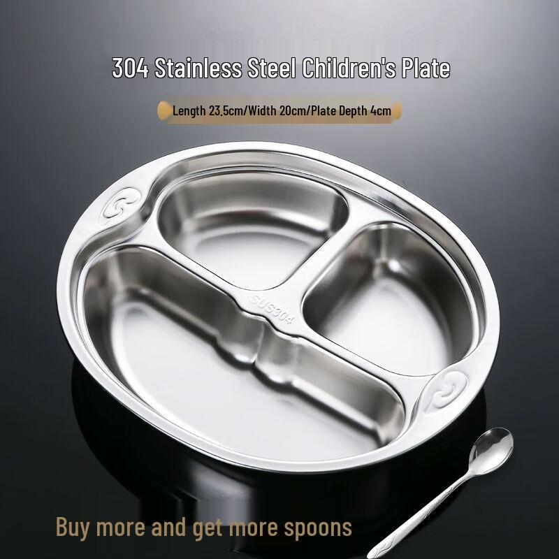 Kids 304 Stainless Steel Divided Cartoon Meal Plate