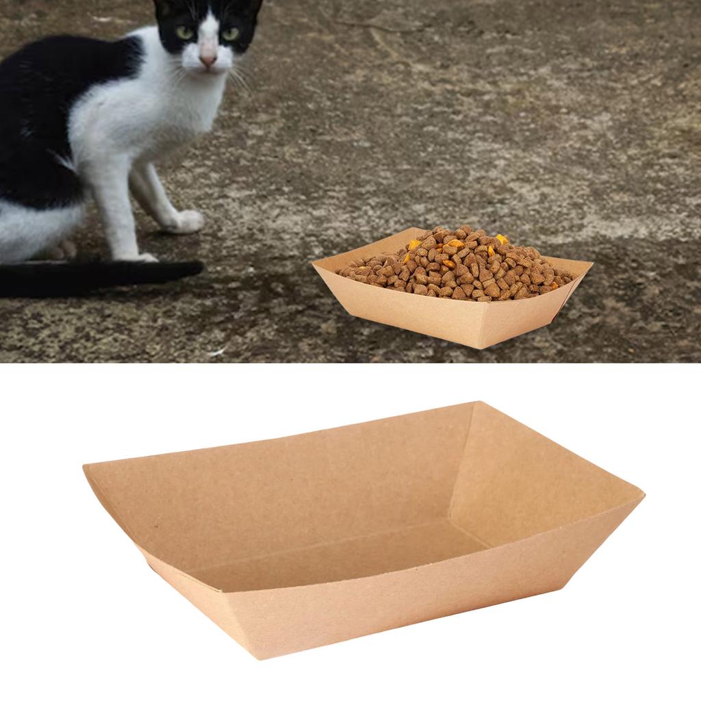 50pcs Collapsible Single Use Pet Feeding Bowl Feeder Dishes Recyclable Kraft Paper Feeding Plate Convenient Travel Dish